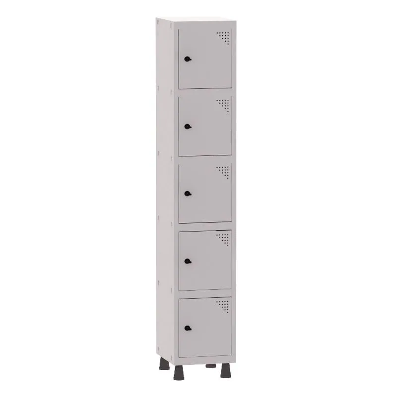 Armário Guarda Volume Locker Roupeiro 1 Vão 5 Portas Aço GRP501/5 Cinza - Pandin