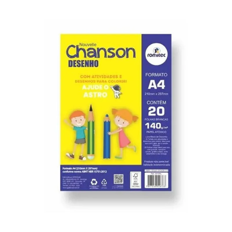 LIVRO CAD DESENHO A4 140GSM C/20FLS BRANCO