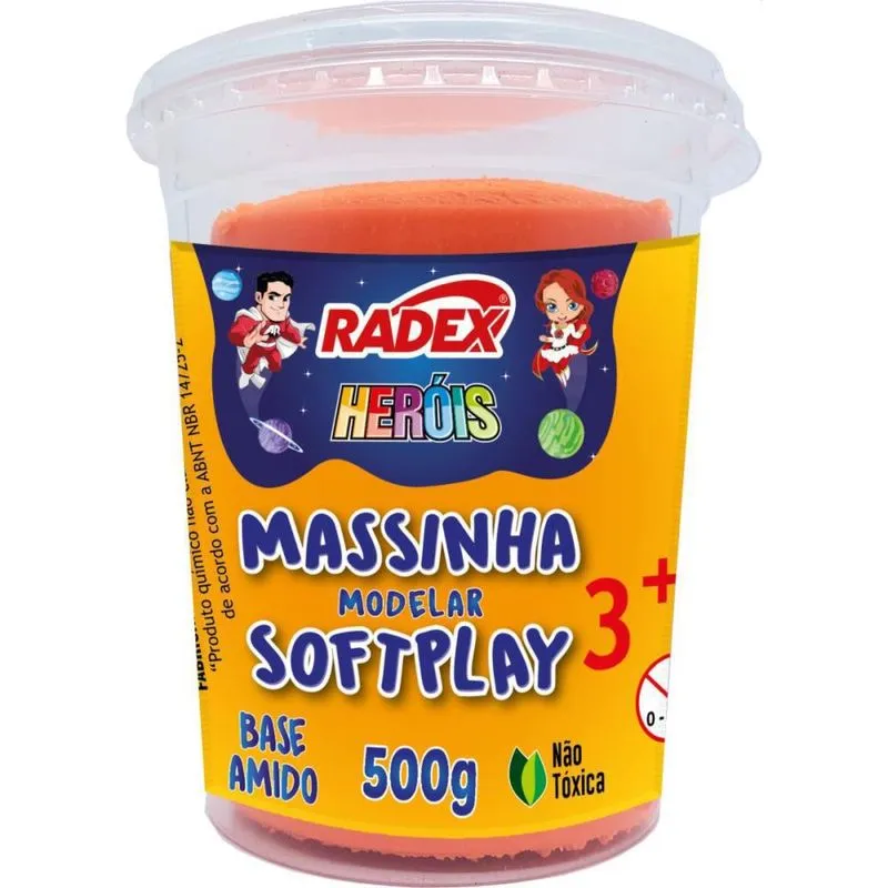 Massa Para Modelar Heróis 500g Laranja Base Amido