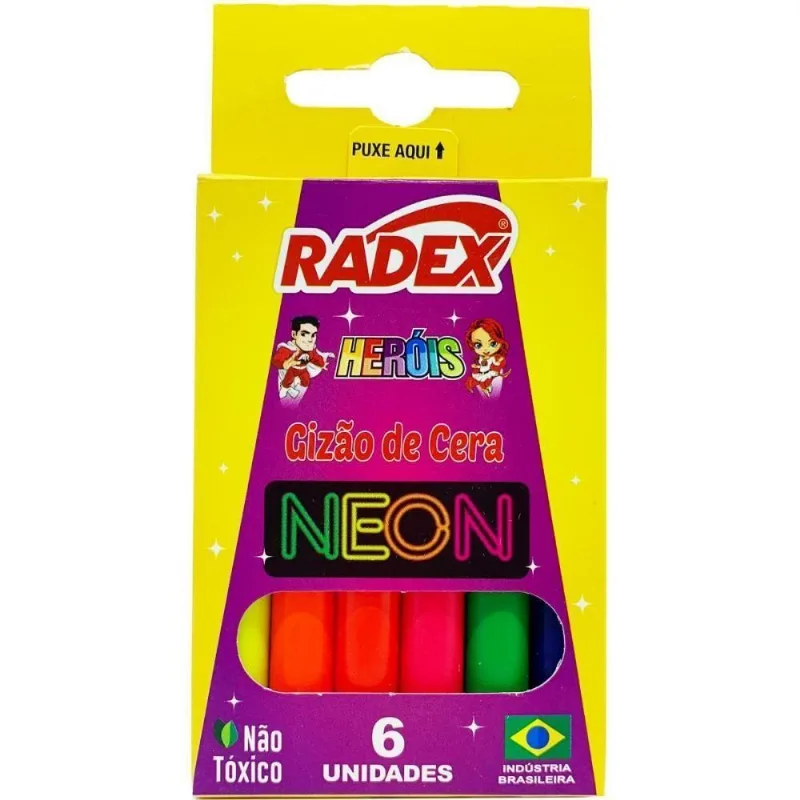 Giz De Cera Gizao 06 Cores Neon