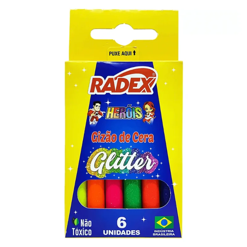 Gizão De Cera Com Glitter 6 Cores Radex