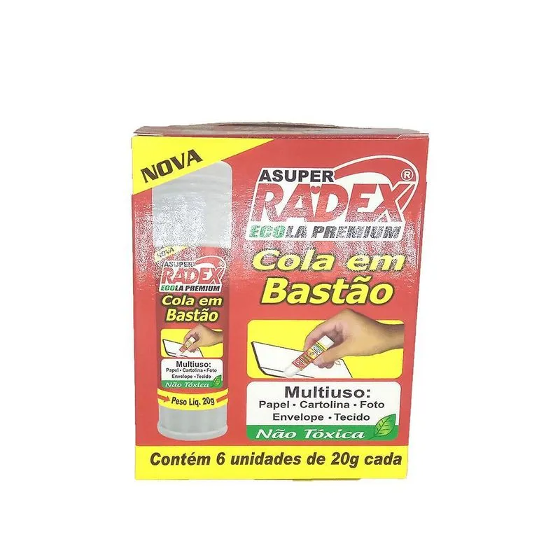 Kit Cola Bastão Ecola 20gr 6 Unidades Radex