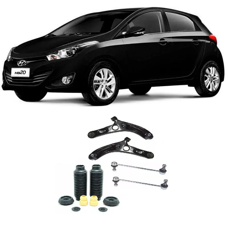 Bandeja + Bieleta + Kit Batente Hyundai Hb20 Dianteiro 2012 Até 2015 O Par