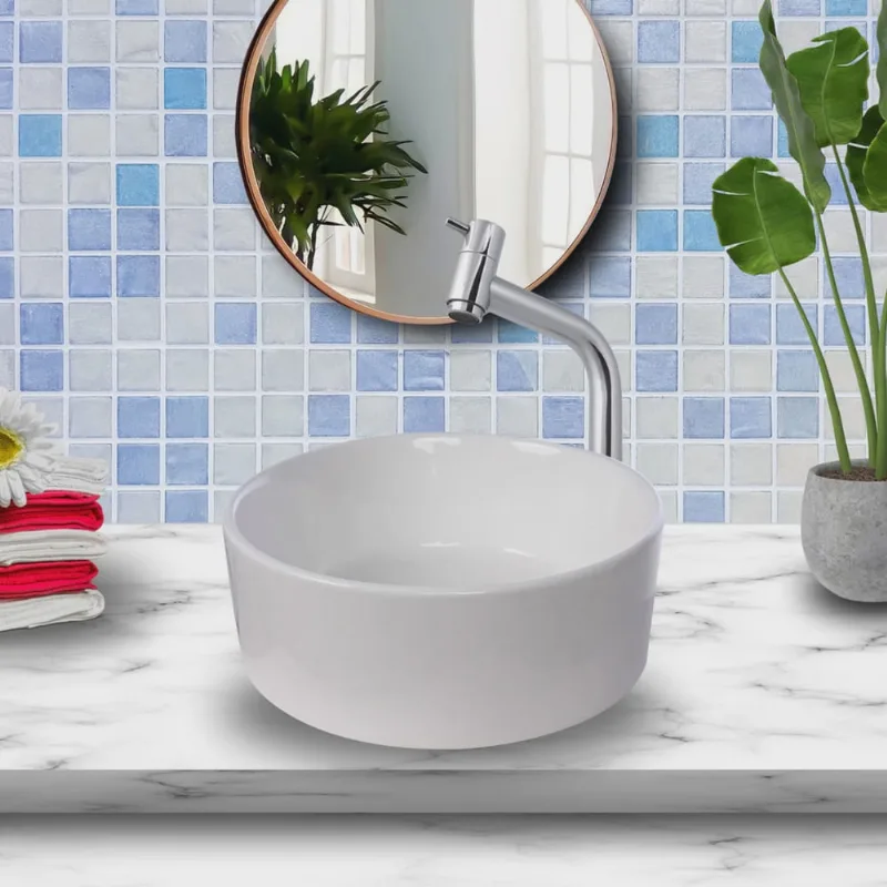 Cuba Ceramica Banheiro Redonda 15x40x40 Cm Branco