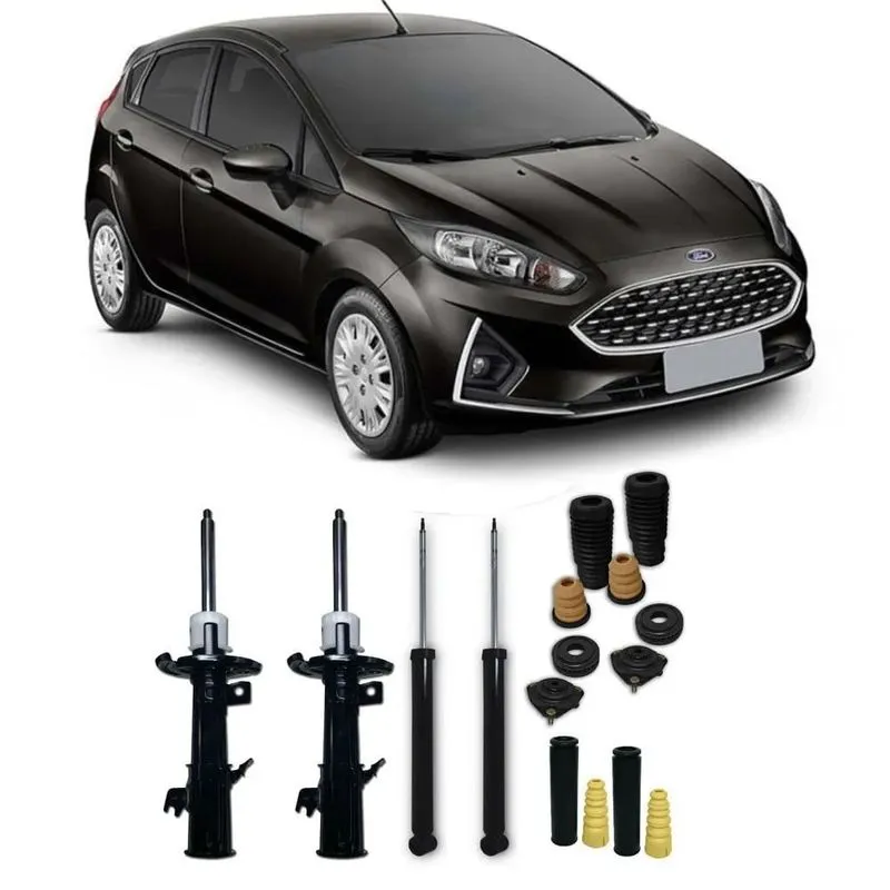 04 Amortecedores + 04 Kits Batentes Ford New Fiesta 2011 Até 2018 DianteiroTraseiro