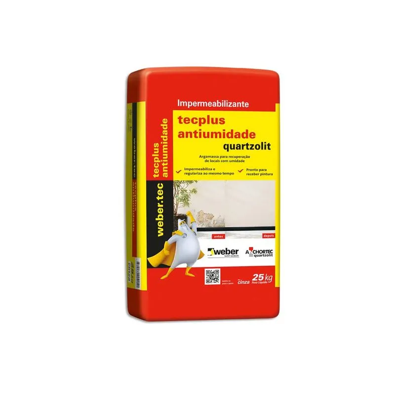Argamassa de uso externo e interno 25kg anti-umidade Weber Quartizolit
