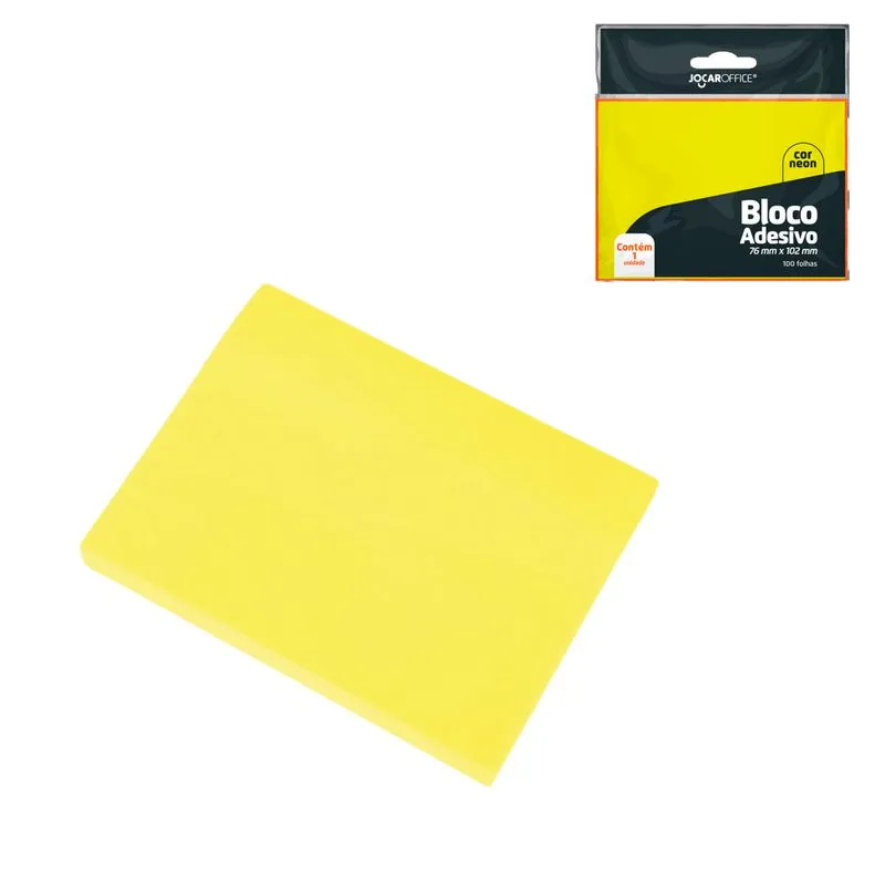 Bloco Adesivo 76x102 Amarelo 100 Folhas 10160 Jocar - BL