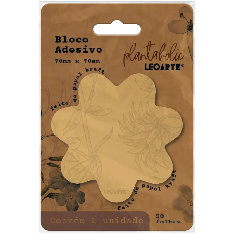 BLOCO ADESIVO 70X70 50FL 1BL PAPEL KRAFT PLANTA HOLIC 10125 LEOARTE