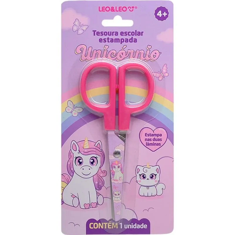 Tesoura Escolar Decorada Unicornio 13CM