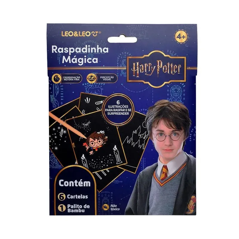 Raspadinha Mágica Harry Potter com 6 Cartelas e Palito de Bambu ? Leo&amp;Leo