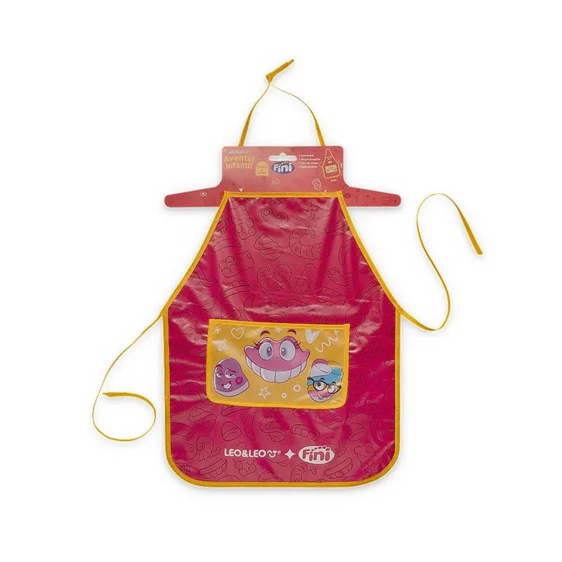 Avental Infantil Escolar Impermeavel Com Bolso Fini Vermelho Leo&leo 10597