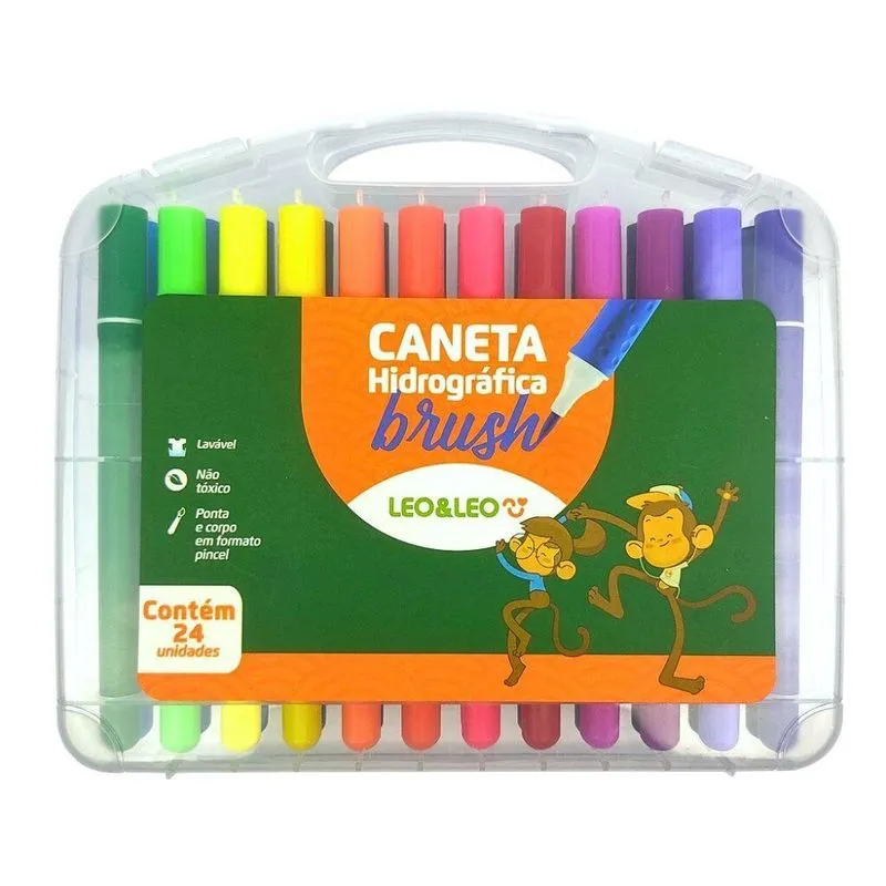 Caneta Hidrográfica Brush 24 Cores Leo&leo