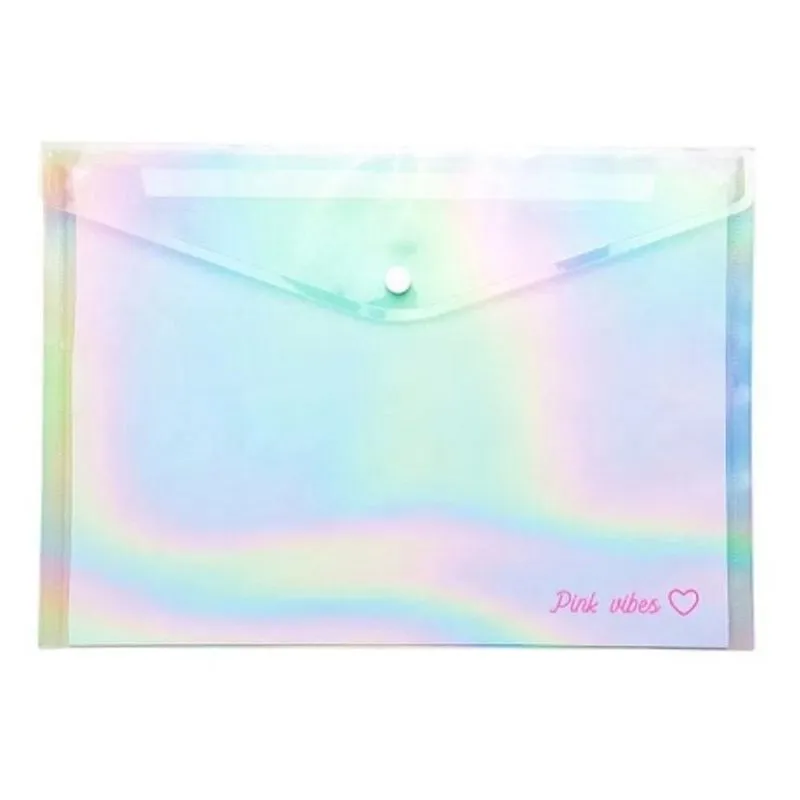 Pasta plastica envelope pink vibes holografica - leoarte