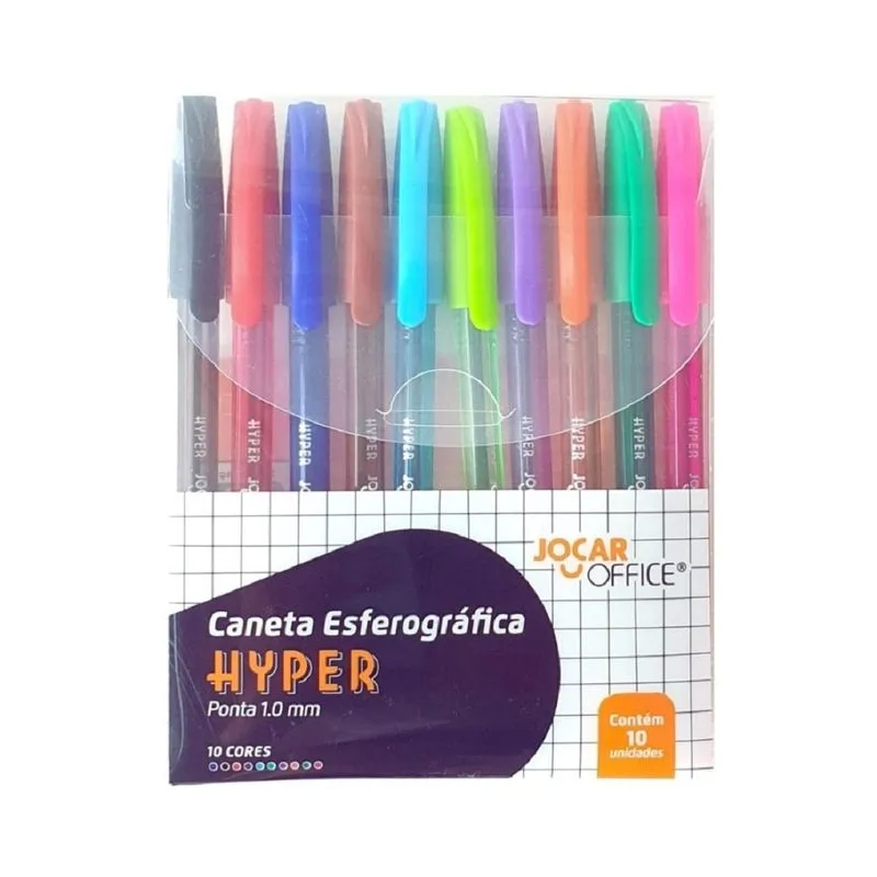 Caneta Esferográfica JOCAR OFFICE Hyper 1.0mm Multicolor 10 unidades