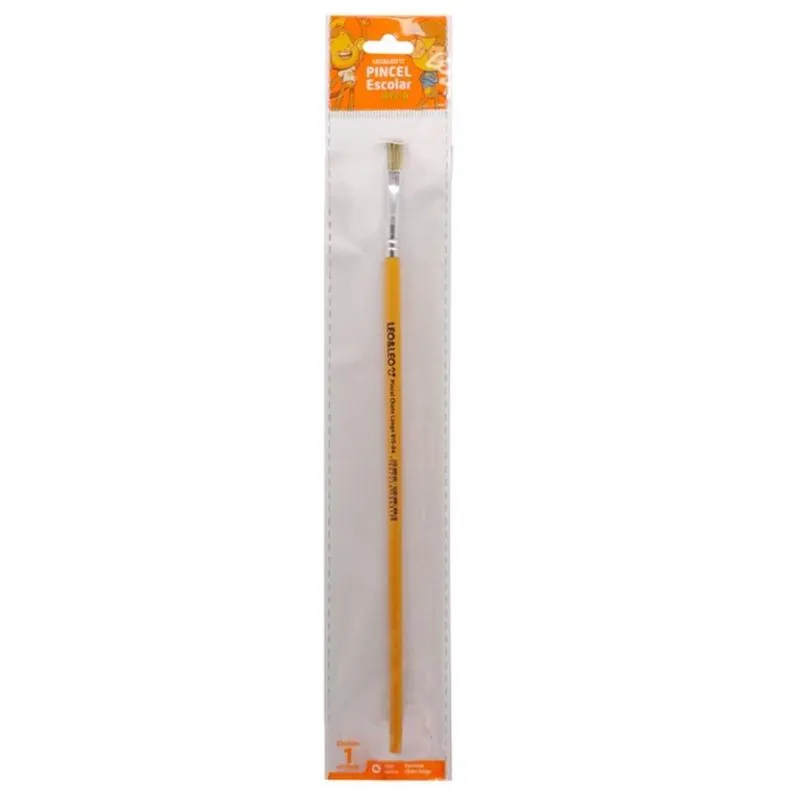 Pincel Artesanal Chato 815 N.4 Amarelo Bl.c/1 - Leonora