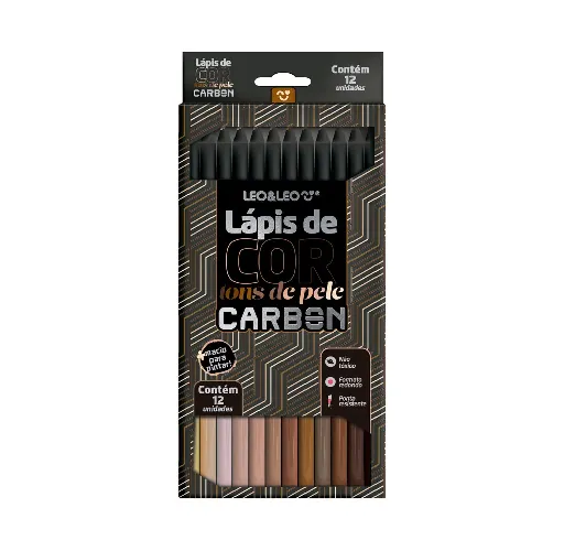 Lápis de Cor 12 Cores - Carbon Tons de Pele - Leo&amp;Leo