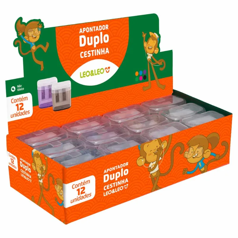 Apontador Duplo Cestinha 4568 Leo&leo - 12UN