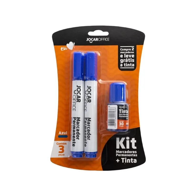 Kit Marcadores p/ Quadro Branco + Tinta Azul - Leonora