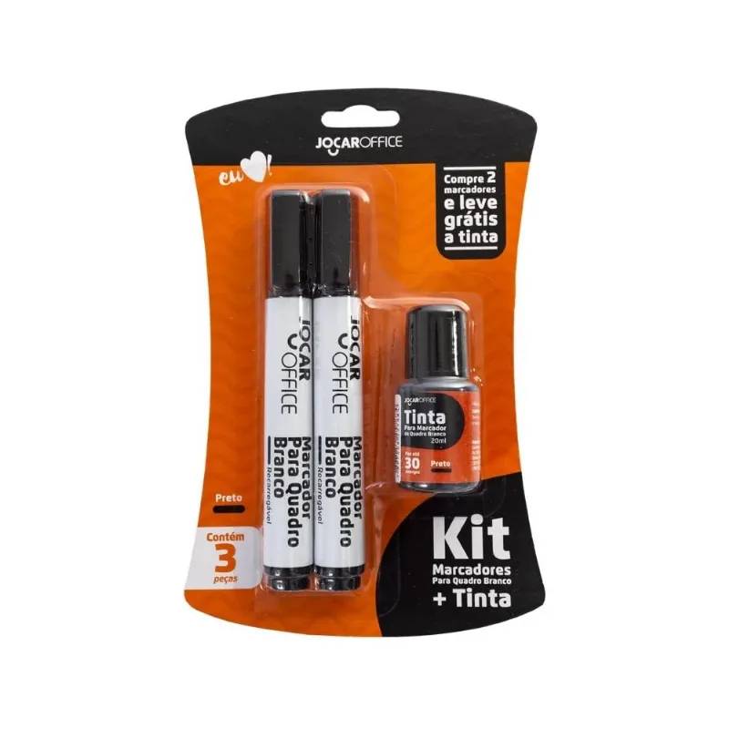 Kit Marcadores p/ Quadro Branco + Tinta Preto - Leonora