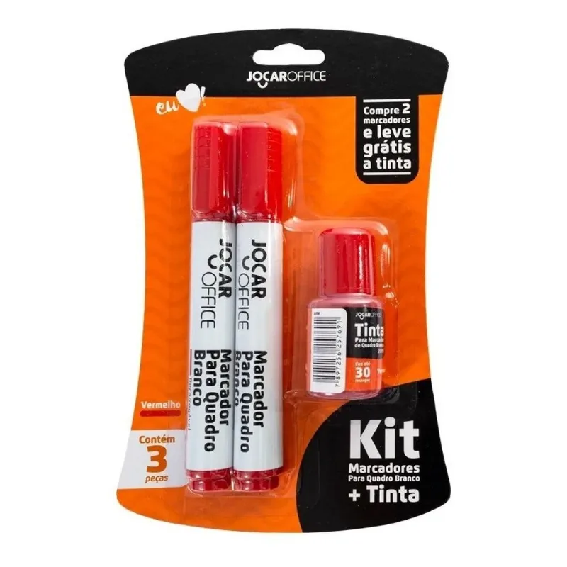 Kit Marcadores p/ Quadro Branco + Tinta Vermelho - Leonora