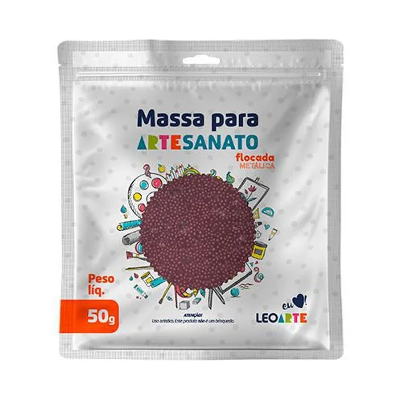Massa Artesanato Flocada Cassis Metálico - Pacote Com 50g