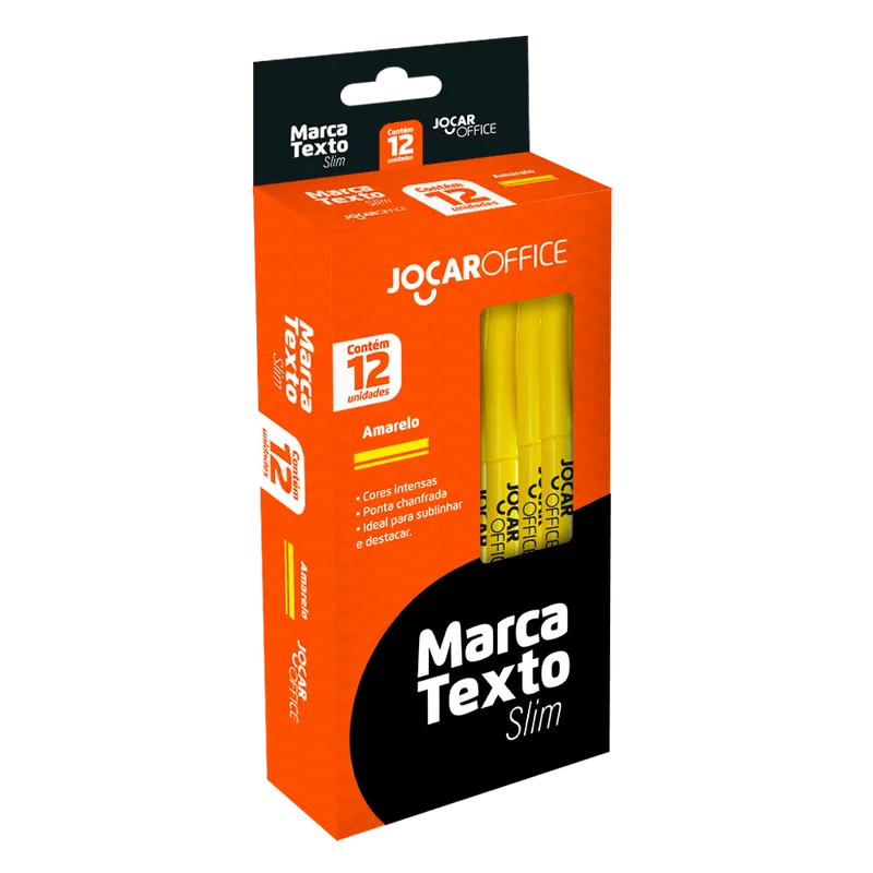 Marca Texto Slim Amarelo Cx/12 Unds Jocar Office