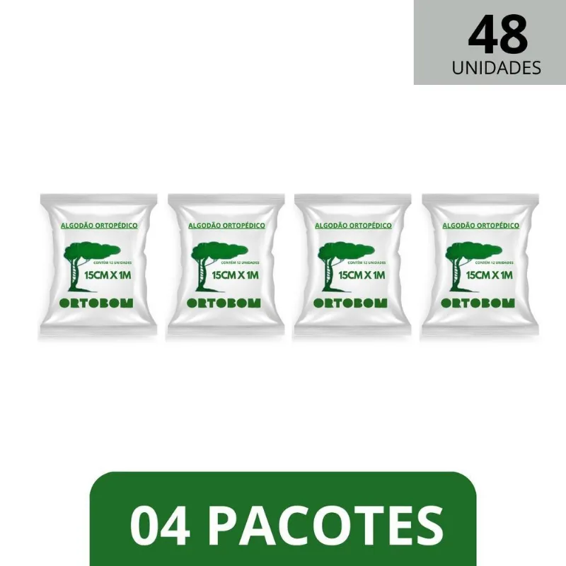 04 Pct Algodao Ortopedico 15cm X 1,0mt Pct 12 - Ortobom