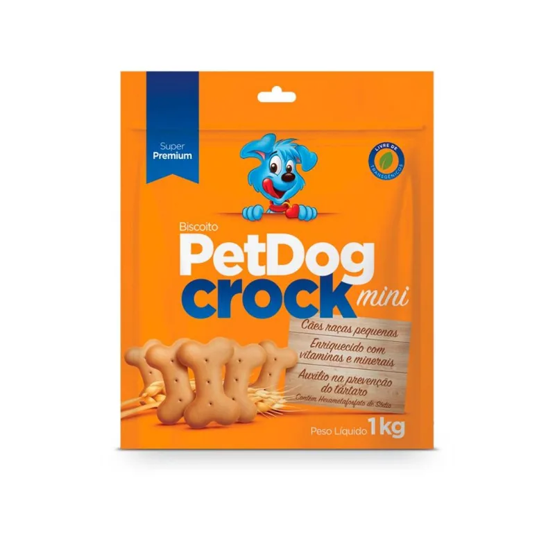 Biscoito Pet Dog Crock Mini para Cães Raças Pequenas - 1kg