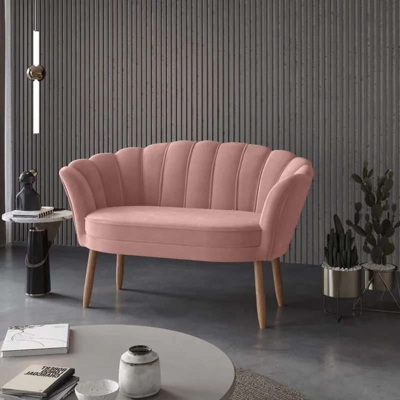 Namoradeira Sofá Pétala 2 lugares Veludo Rosa - Visalar