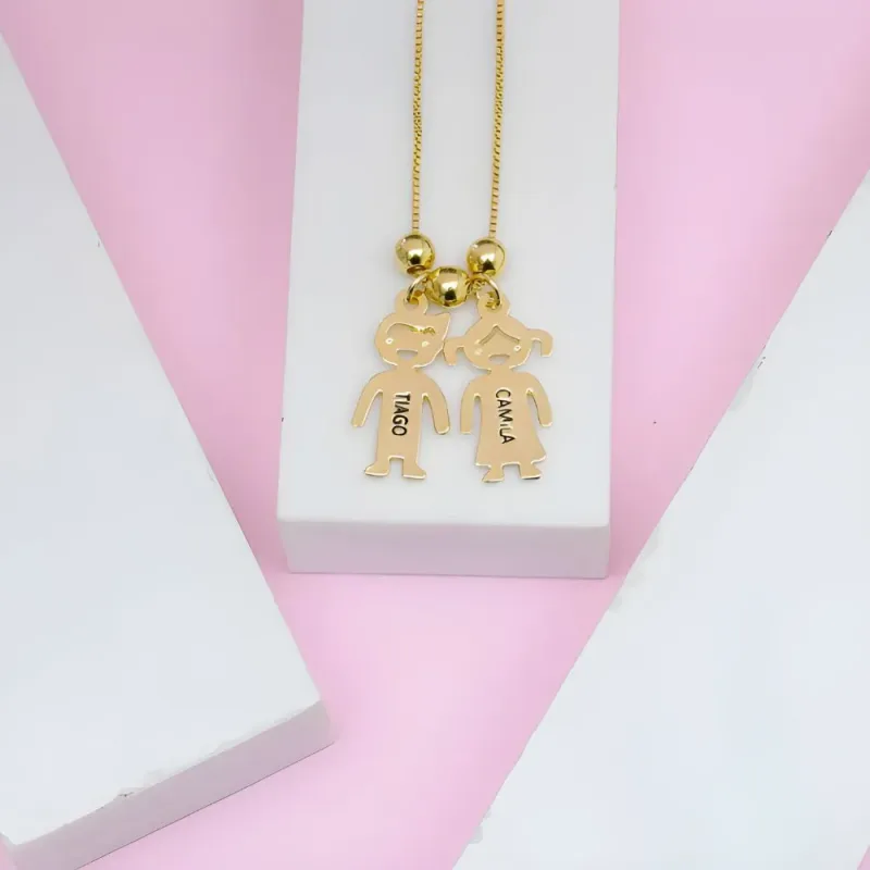 Colar Filhos Com Nome Banhado a Ouro 18k