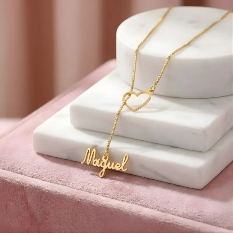 Colar Gravatinha Com Nome Banhado a Ouro 18k