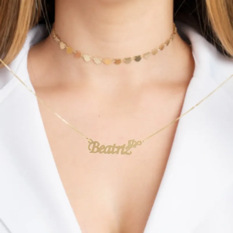 Kit Colar Nome + Choker Banhado a Ouro 18k Modelo Princesa