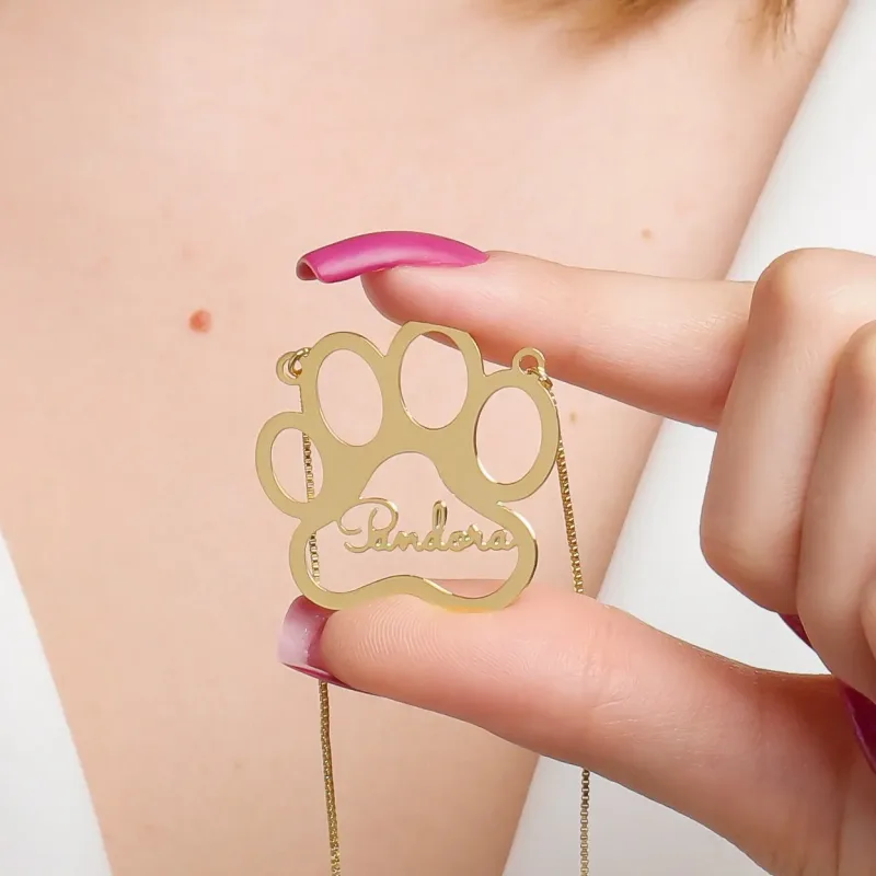 Colar Pata de Pet com Nome Personalizado