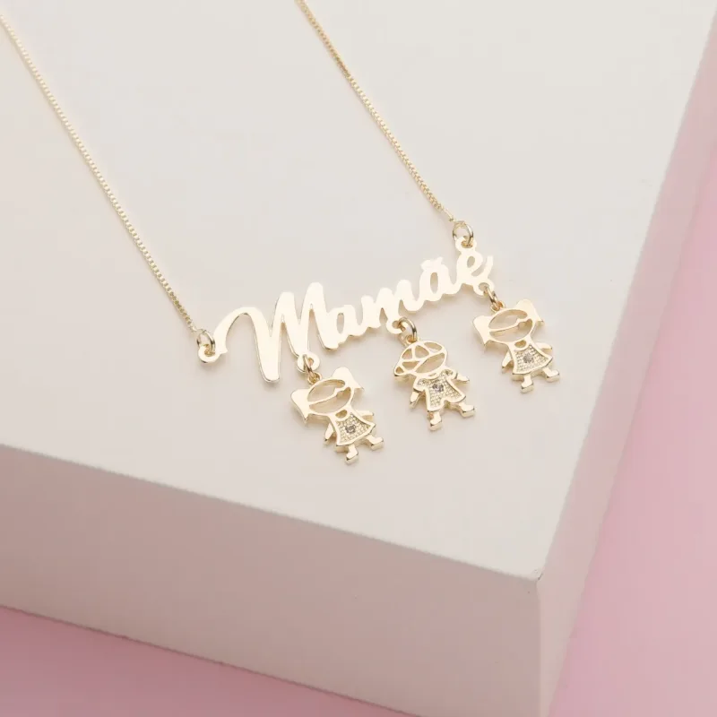 Colar Mamãe Folheado a Ouro 18k