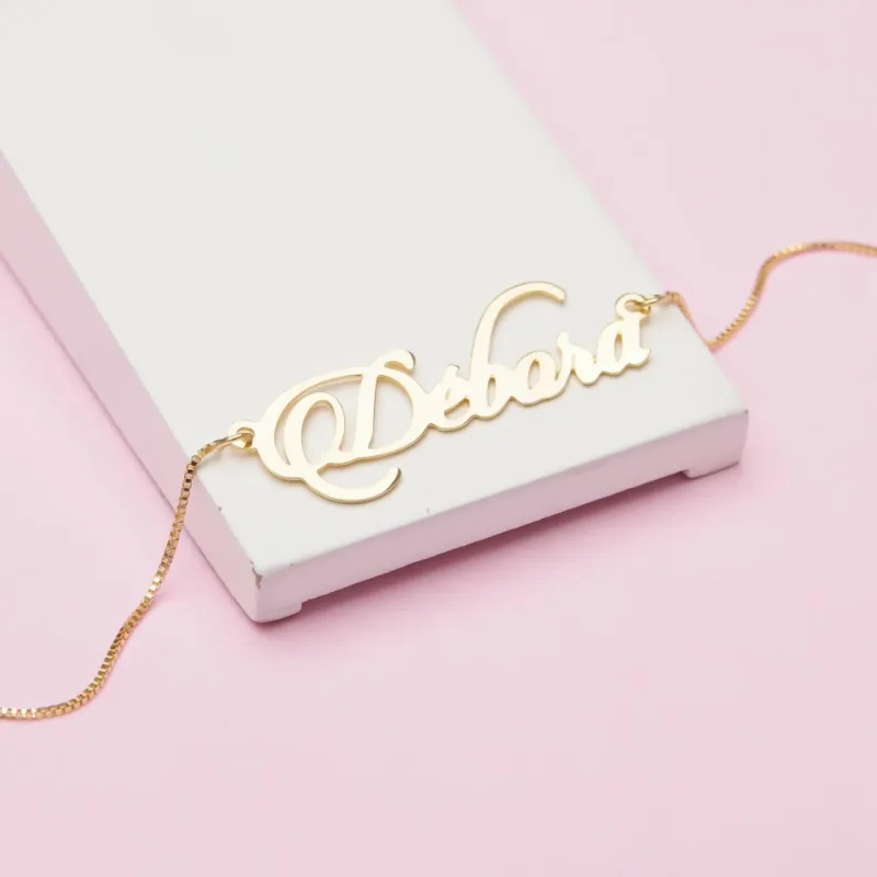 Colar de Nome Séries Banhada a Ouro 18k