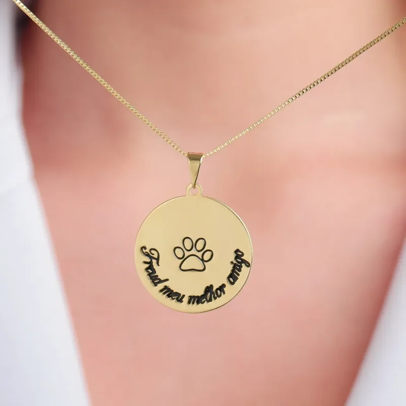 Colar de Pet Meu Melhor Amigo Banhado a Ouro 18k