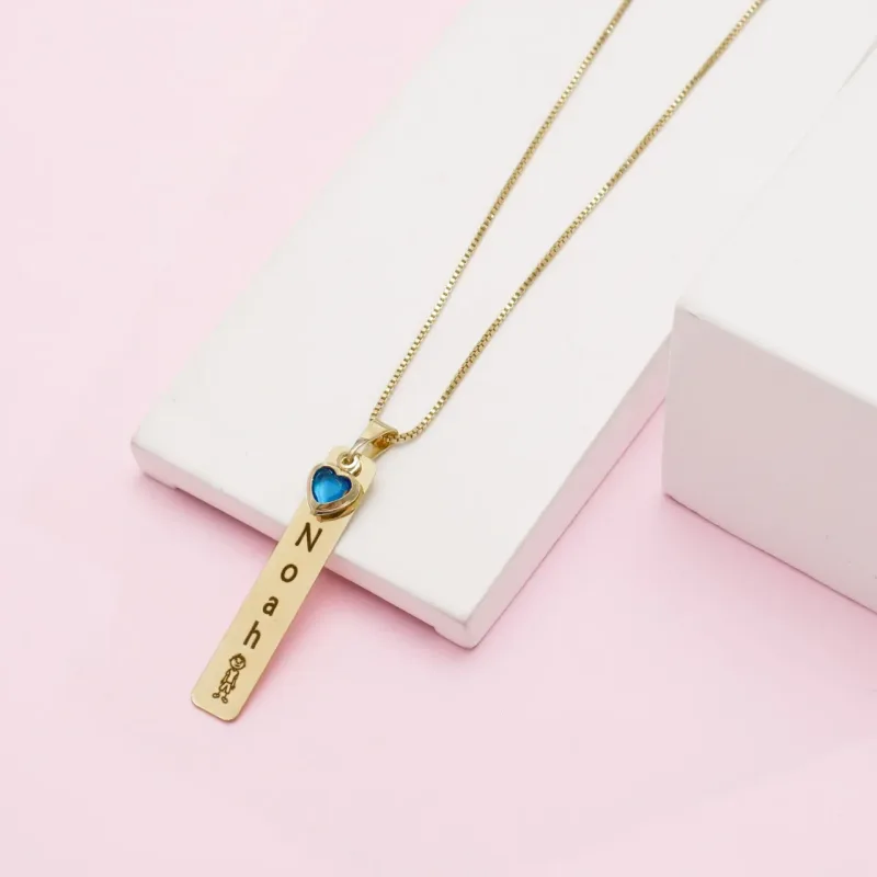Colar Barra Banhado a Ouro com Pingente de coração