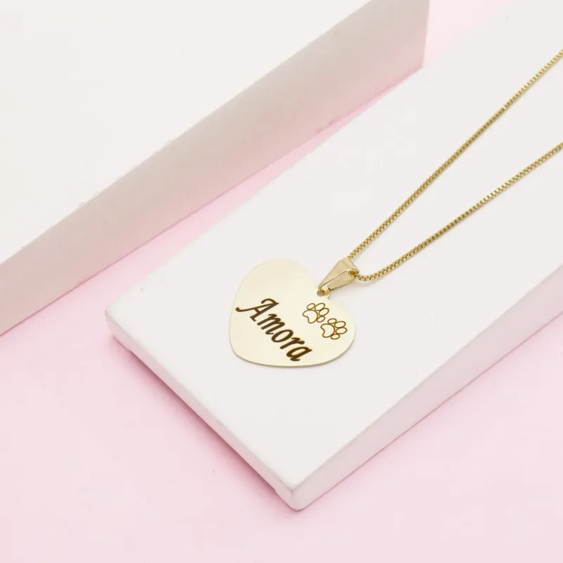Colar de Patinha de Pet Banhado a Ouro 18k