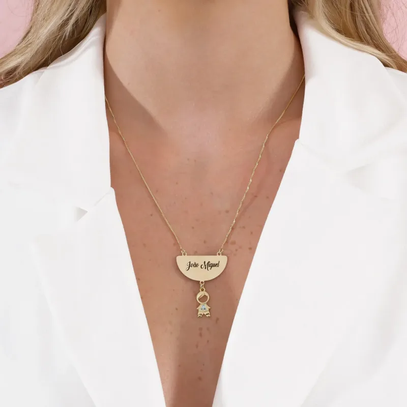 Pingente Filhos Personalizado Folheado a Ouro