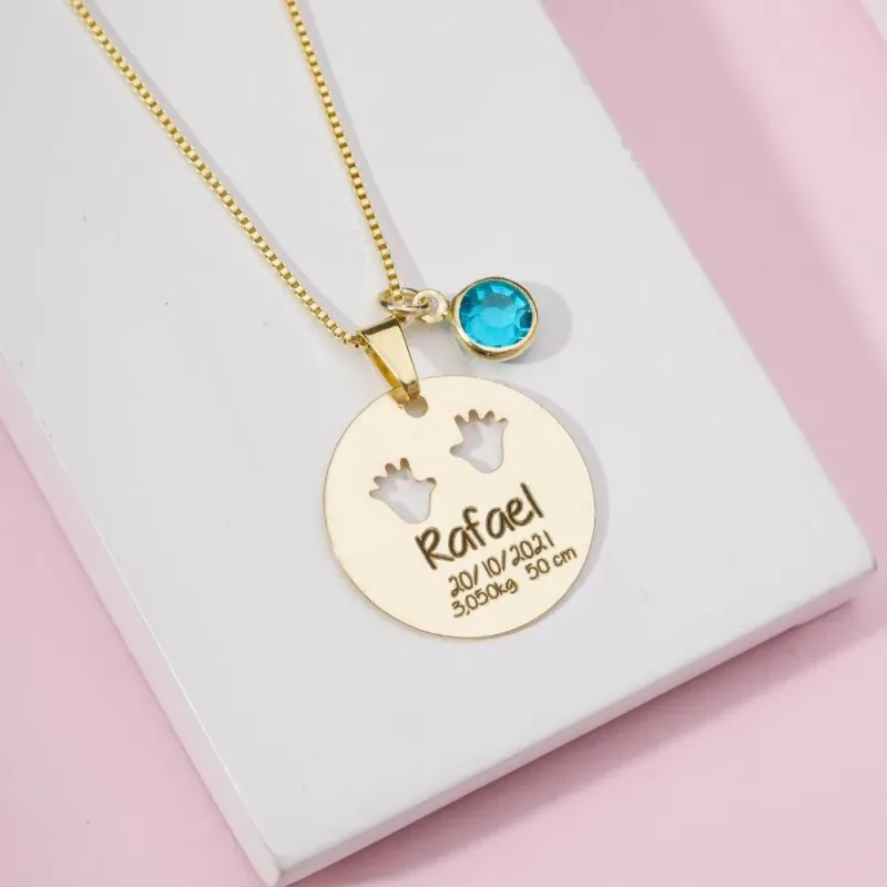 Colar da Mamãe com Nome do Bebê