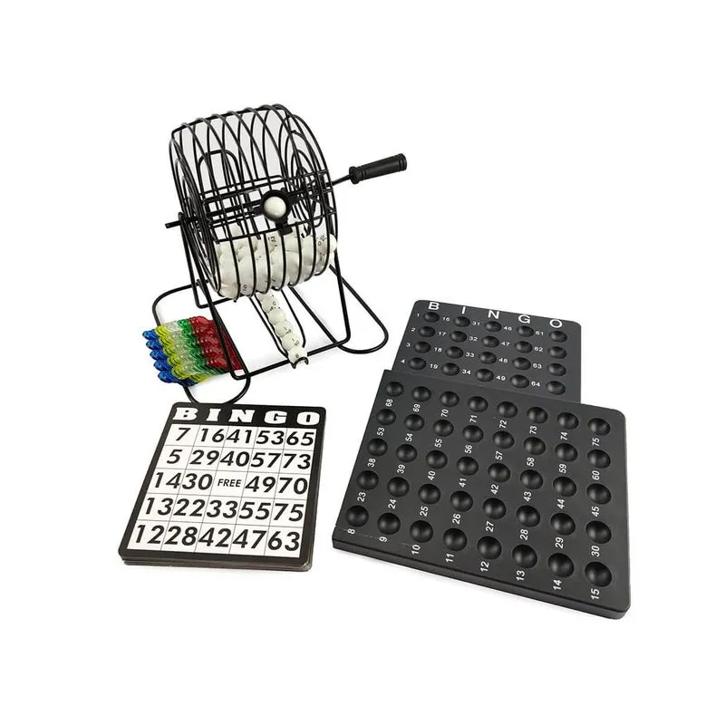 Jogo De Bingo Globo Metal 75 Bolas Com Cartelas Reutilizável Suporte Para Bolinhas E Marcadores Recreação Familiar