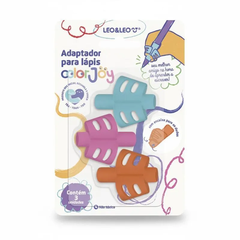Adaptador De Lápis Infantil Para Pegada 3 Cores - Leo&amp;leo