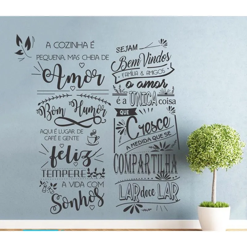 Adesivo Decorativo De Parede Combo Sejam Bem Vindos Cozinha