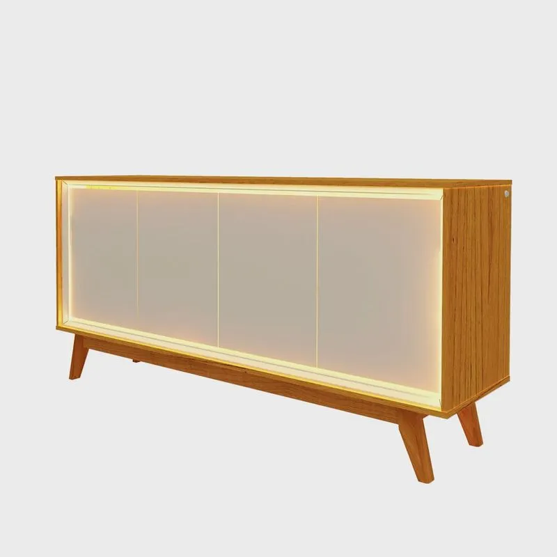 Buffet com Led Requinte 1.6 Naturale com Off White - Gelius Móveis