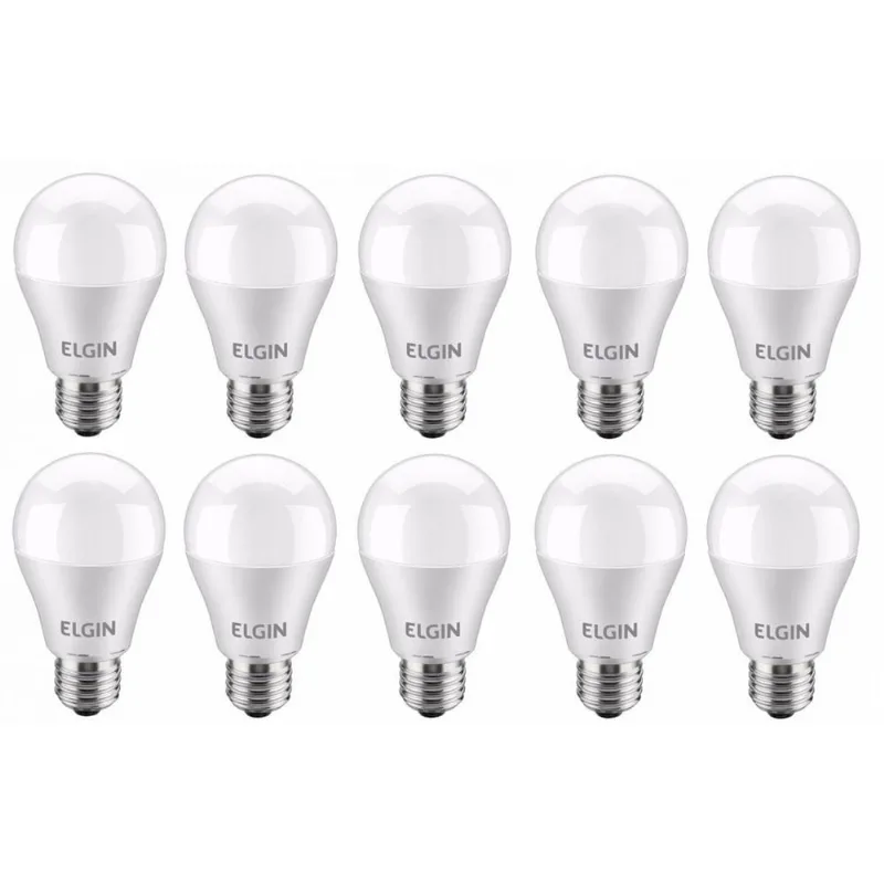 Lâmpada Led 9w Bulbo E27 Bivolt Elgin Branca 810lm Inmetro - Kit 10 unidades