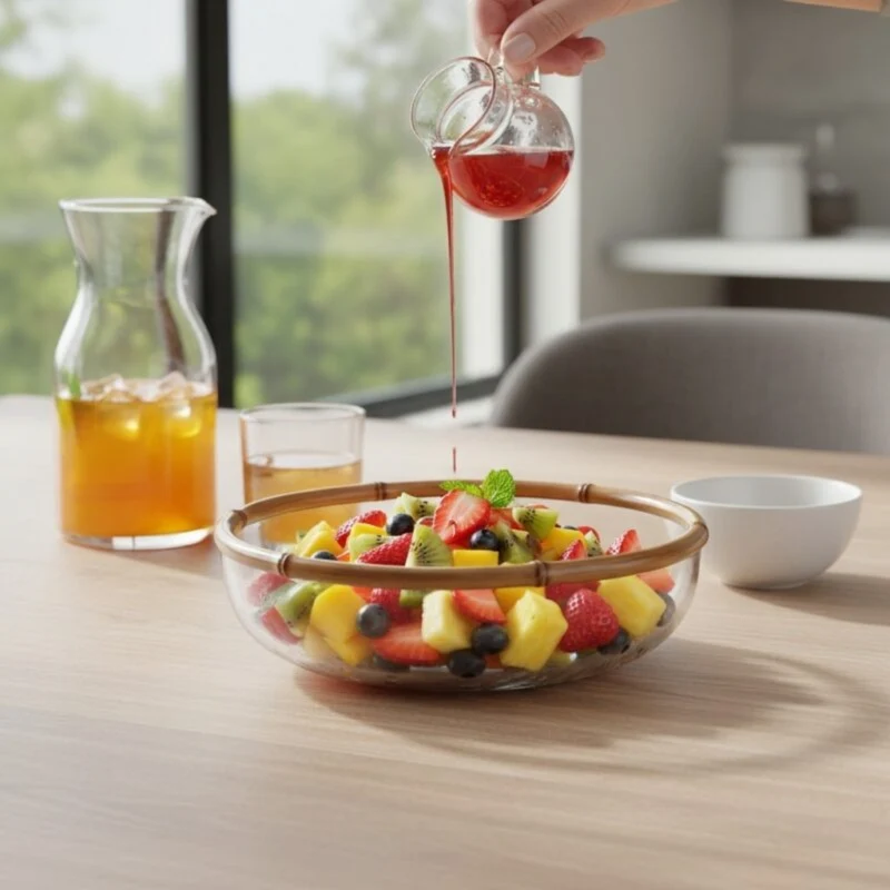 Saladeira Média de Vidro com Bambu Rajado