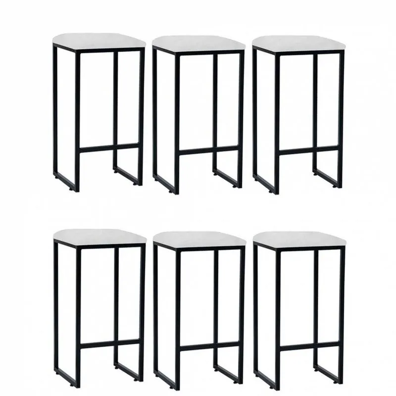 Kit 06 Banqueta Alta Lua Preto Branco