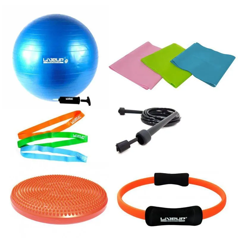 Kit Yoga Pilates Com 11 Itens Bola Thera Band Disco E Anel