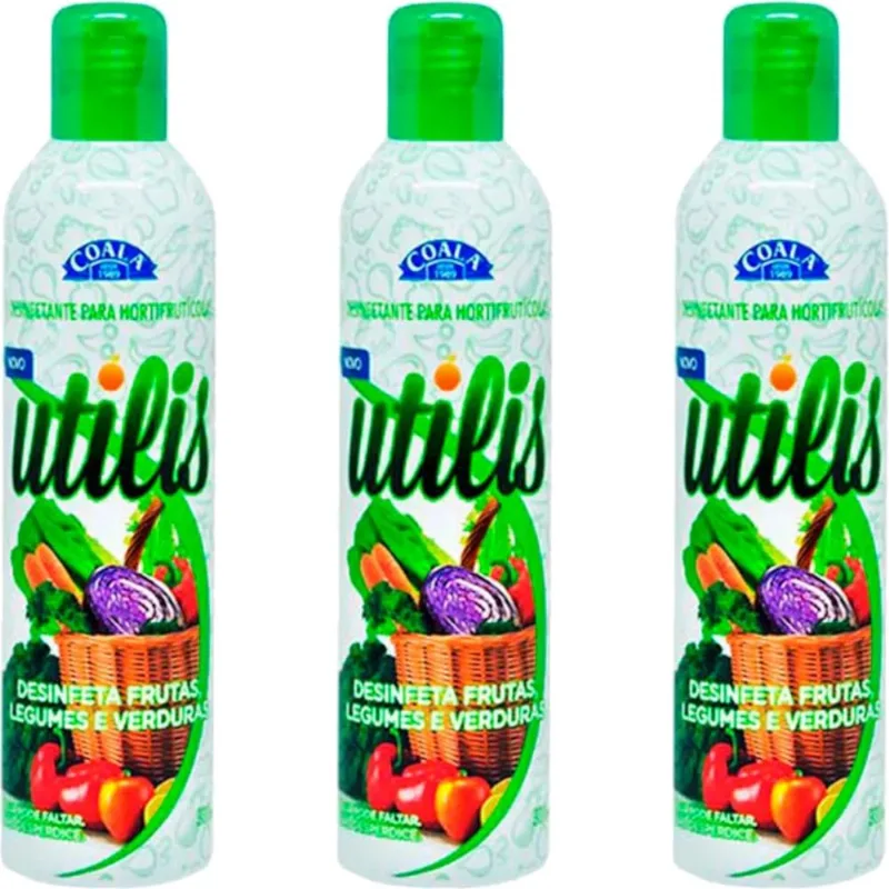 Kit 3 Desinfetantes De Frutas Legumes Verduras Utilis 300m