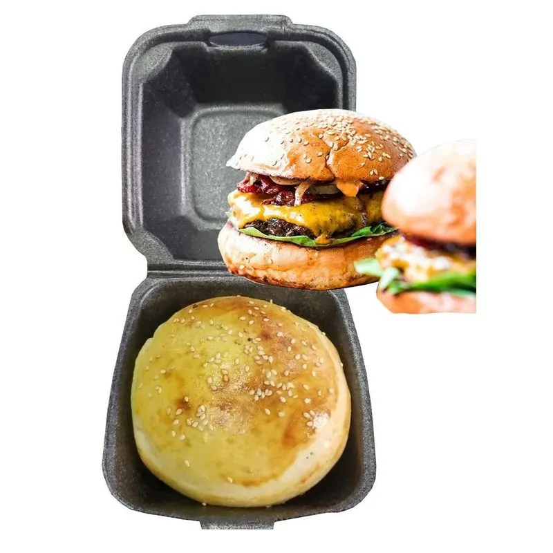 100 Hamburgueira De Isopor Pequena H-01 Preta (100 Und)